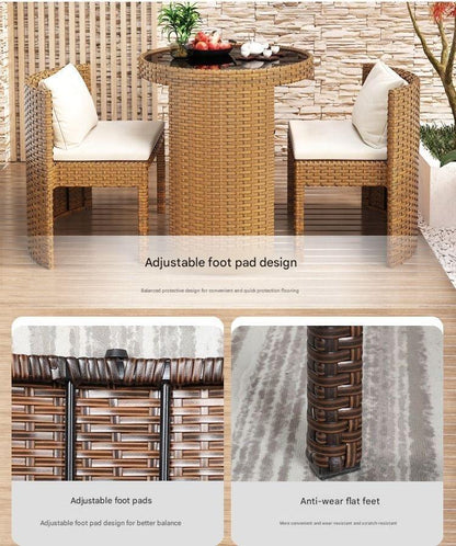 Outdoor Rattan Coffee Table And Chair Set with Cushions