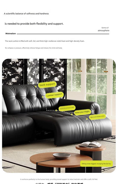 Retro Brown Sugar Cloud Electric Retractable Leather Sofa