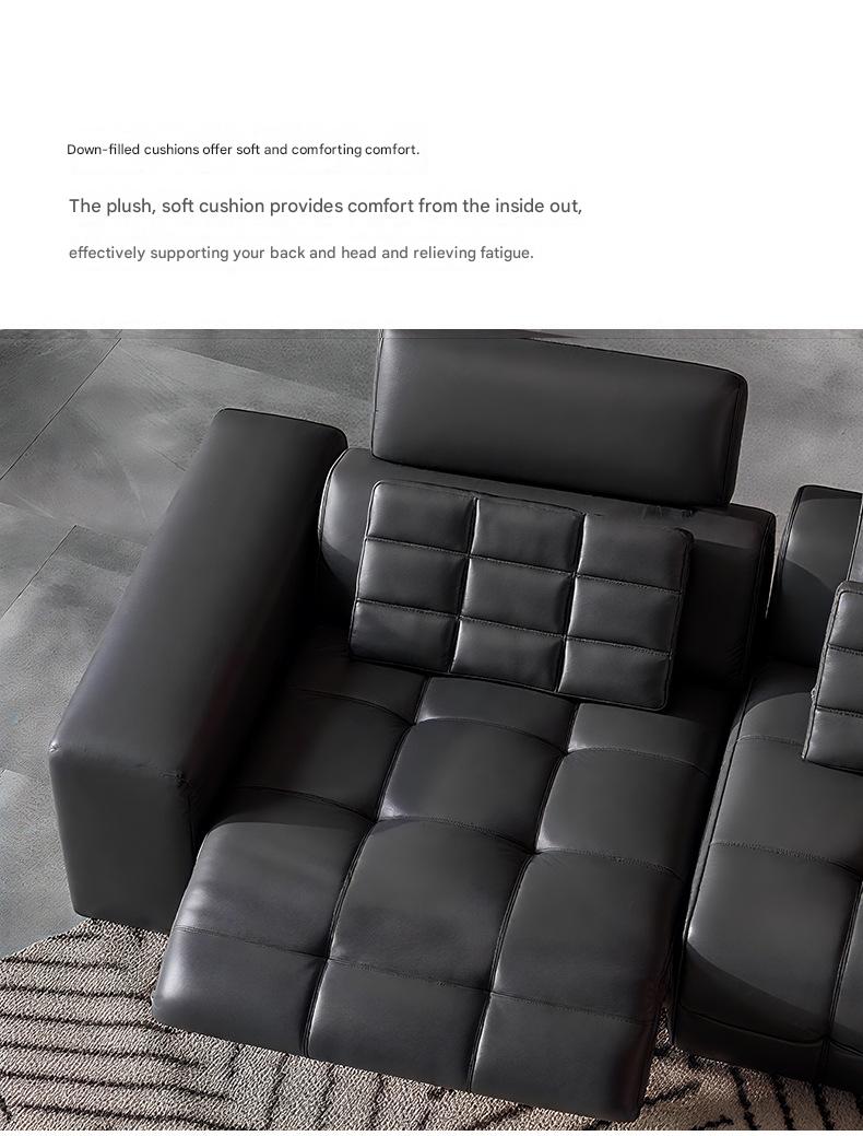 Luxury Electric Recliner Leather Sofa With Adjustable Footrest