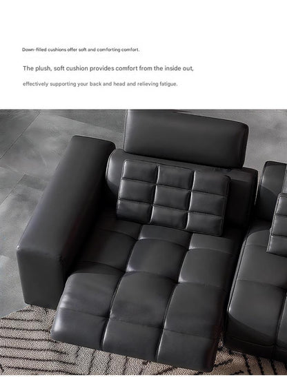 Luxury Electric Recliner Leather Sofa With Adjustable Footrest