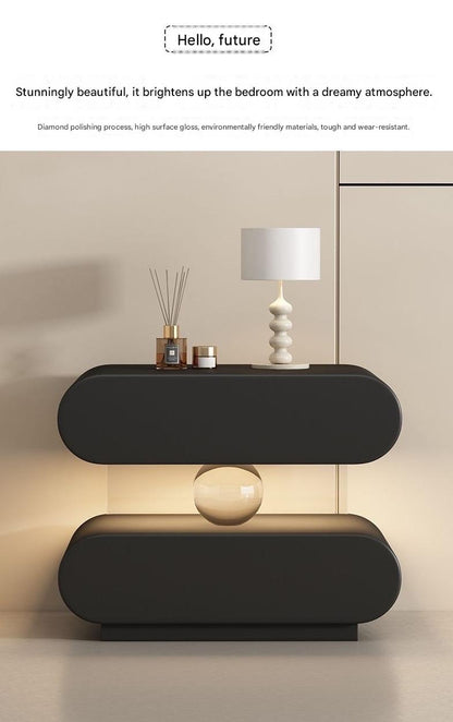 Luxury Wooden Bedside Table With Acrylic Sensor Light