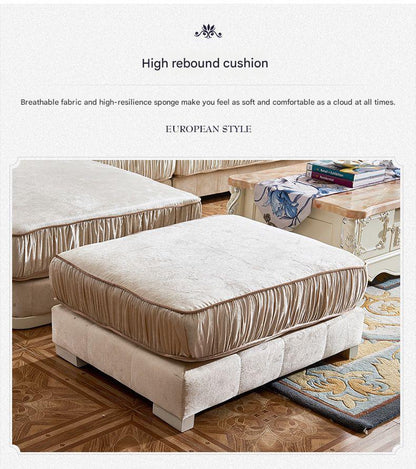 Luxury European Royal Living Room Sofa Set With Ottoman
