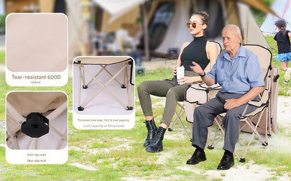 Portable Foldable Double Camping Chair with Sunshade Canopy