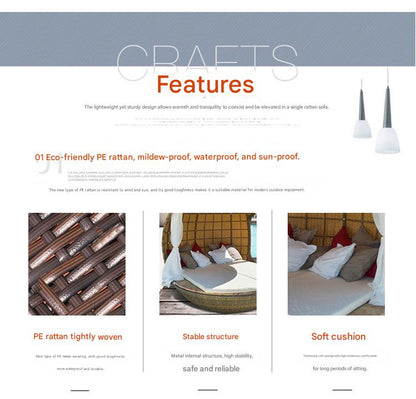 Luxury Outdoor Rattan Daybed Pod with Canopy