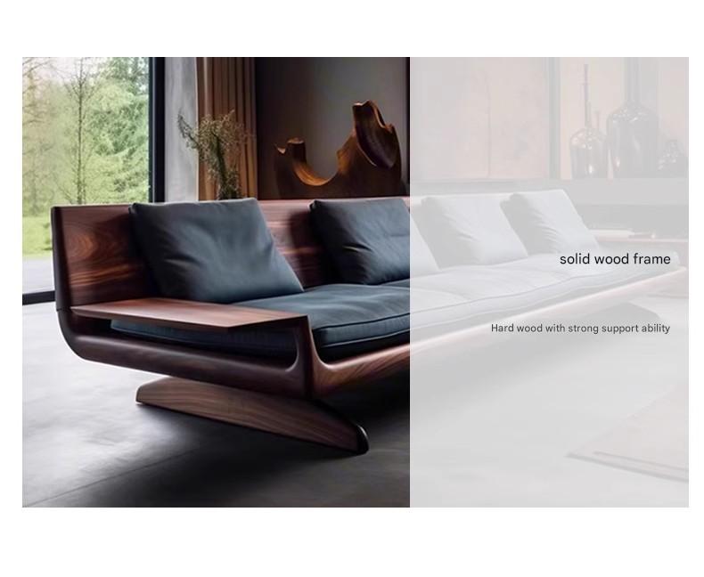 Luxury Black Walnut Three Seater Straight Sofa