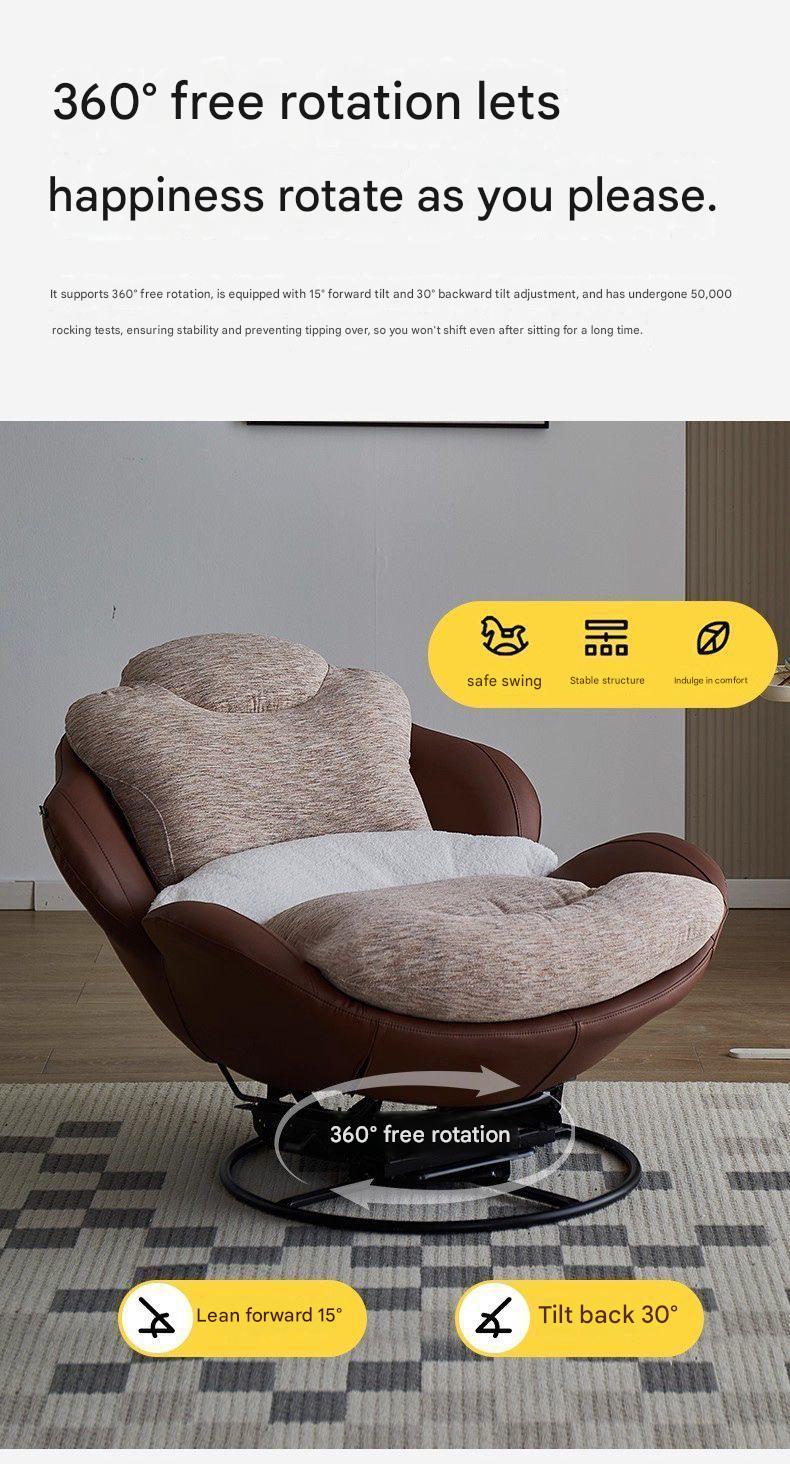 Modern Eggshell Swivel Recliner Chair with Ottoman