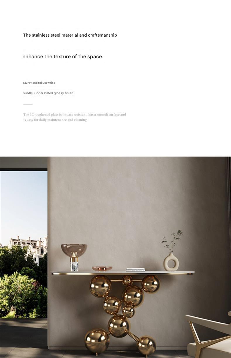 Light Luxury Rock Slab Sofa Table With Stainless Steel Base