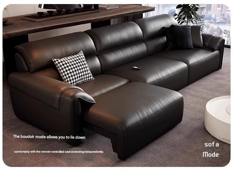 Italian MultiFunctional Retractable Cowhide Electric Leather Sofa