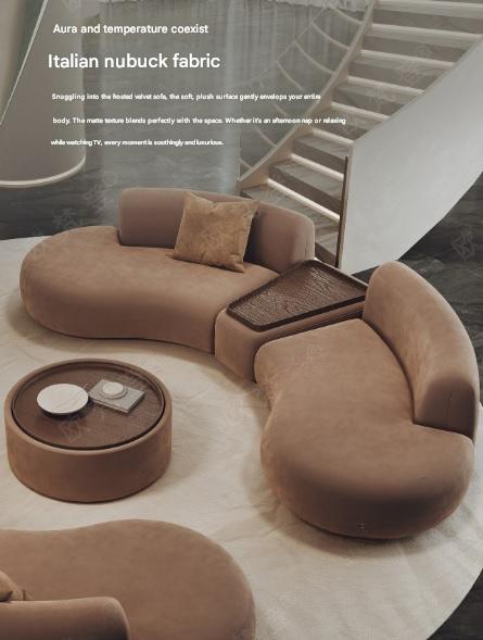Luxury Curved Lounge Sofa Set With Coffee Table