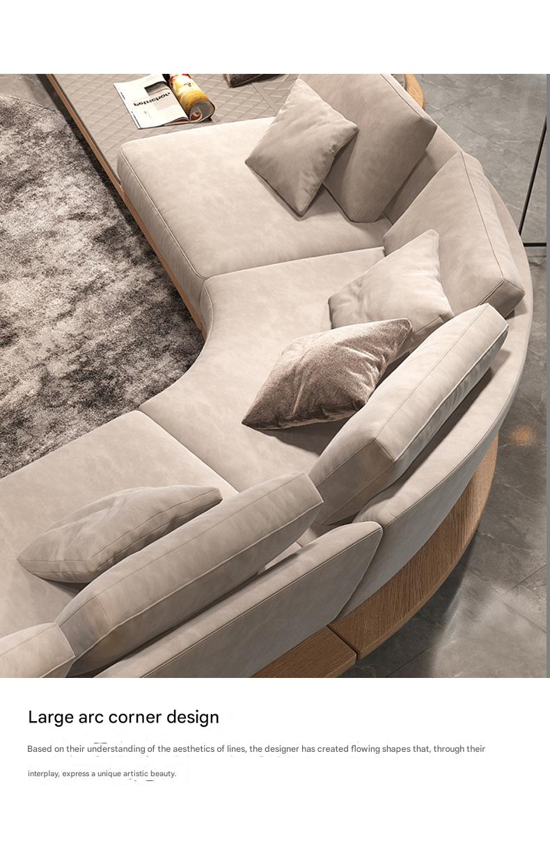 Luxury Cashmere Fabric Curved Sectional Sofa Set
