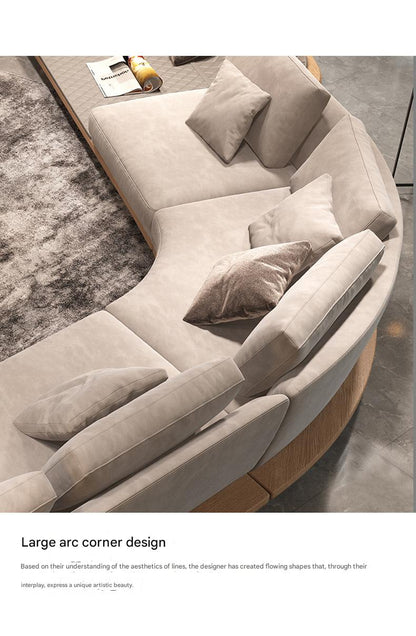 Luxury Cashmere Fabric Curved Sectional Sofa Set