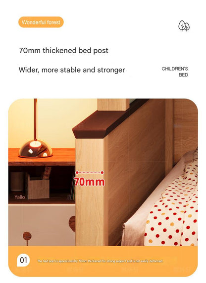 Luxury Solid Wood Kids Canopy Bed with Storage