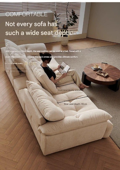 Luxury Chenille Fabric Sofa with Deep Cushions