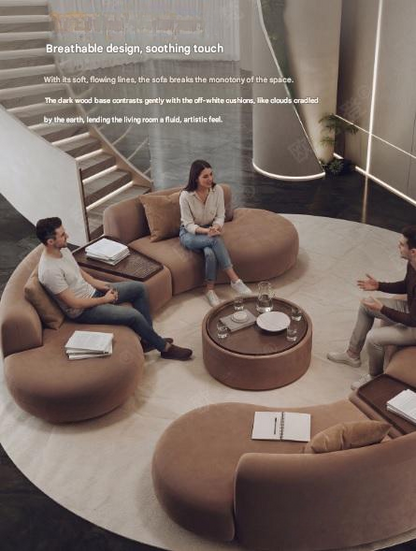 Luxury Curved Lounge Sofa Set With Coffee Table