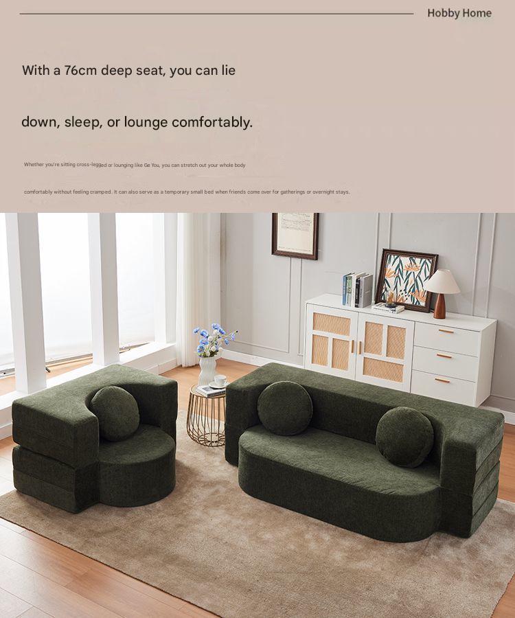 Modern Curved Foldable Fabric Sofa