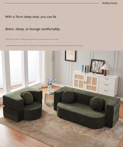Modern Curved Foldable Fabric Sofa