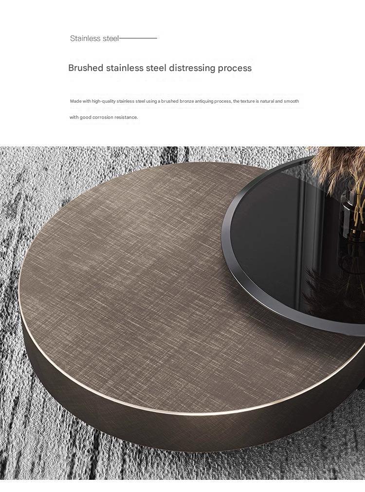 Italian Luxury Round Coffee Table with Side Table