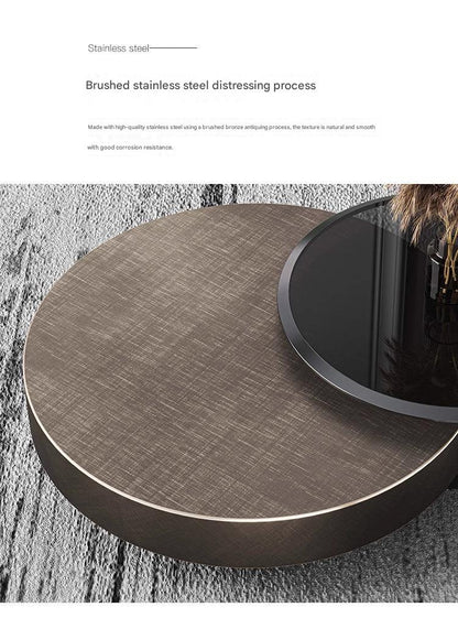Italian Luxury Round Coffee Table with Side Table