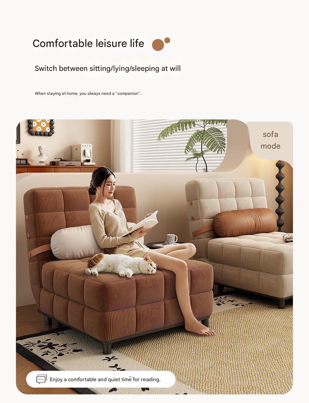 Retro Folding Multifunctional Dual purpose Sofa Bed