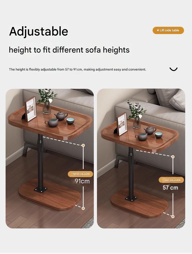 Luxury Adjustable Sofa Side Table with Wooden Top