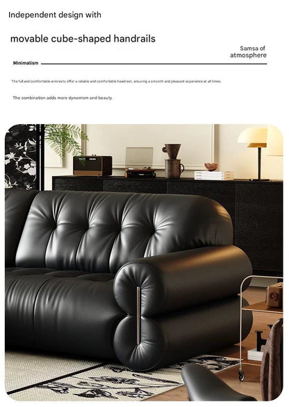 Retro Brown Sugar Cloud Electric Retractable Leather Sofa