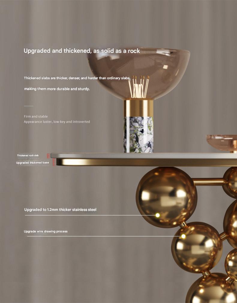 Light Luxury Rock Slab Sofa Table With Stainless Steel Base