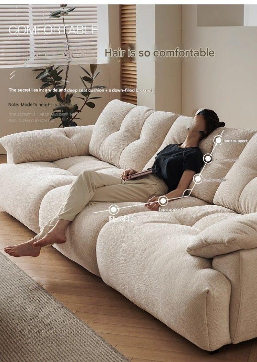 Luxury Chenille Fabric Sofa with Deep Cushions