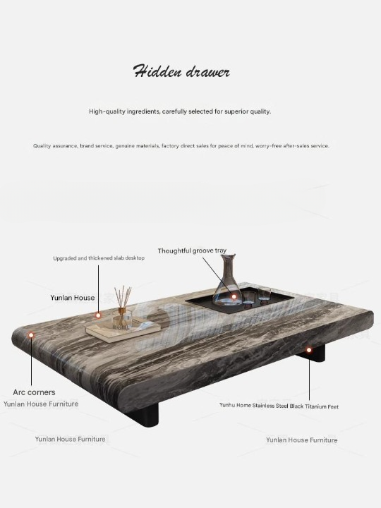 Italian Luxury Rectangular Marble Coffee Table