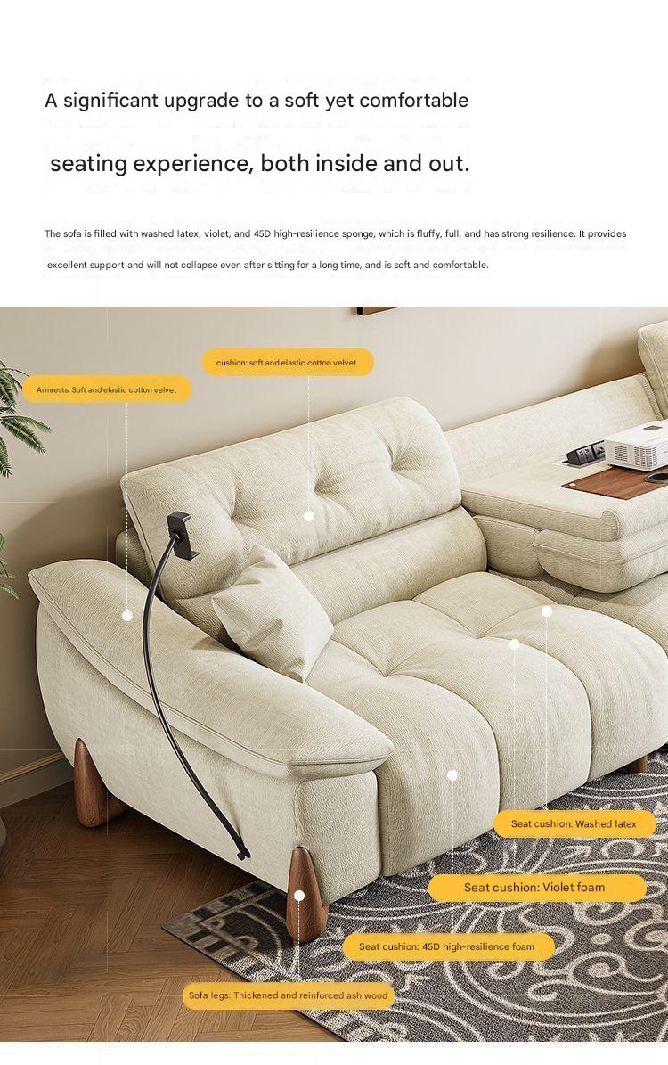 Modern Electric Chenille Lounge Sofa With Phone Holder