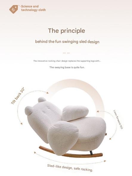 Luxury Teddy Bear Rocking Chair with Adjustable Backrest