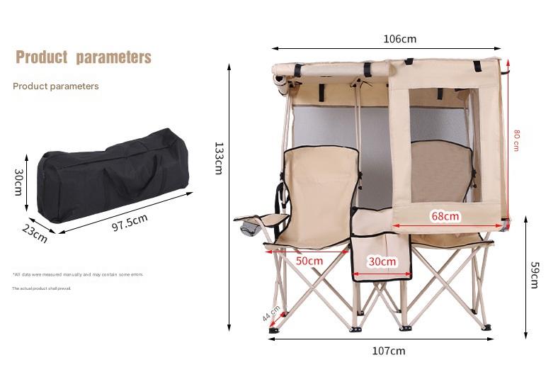 Portable Foldable Double Camping Chair with Sunshade Canopy
