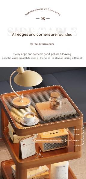 Modern Wooden Bedside Table With Wheels