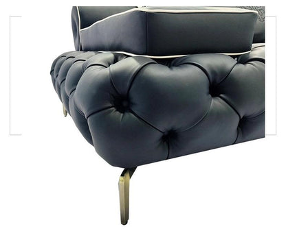 Luxury Tufted Leather Pull ButtonSofa