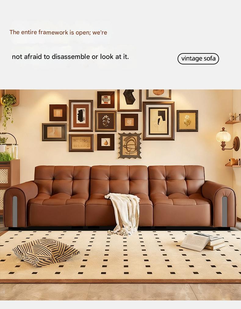 Modern Tufted Leather Sofa