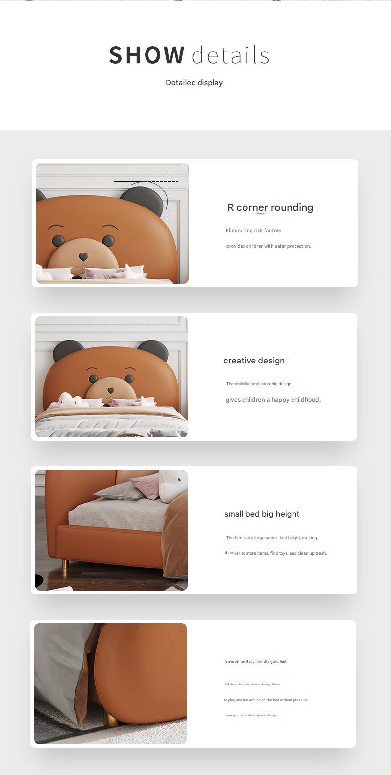 Luxary Teddy Bear Soft Leather Single Bed