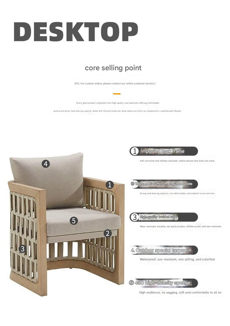 Luxury Outdoor Teak Dining Set with Rattan Chairs