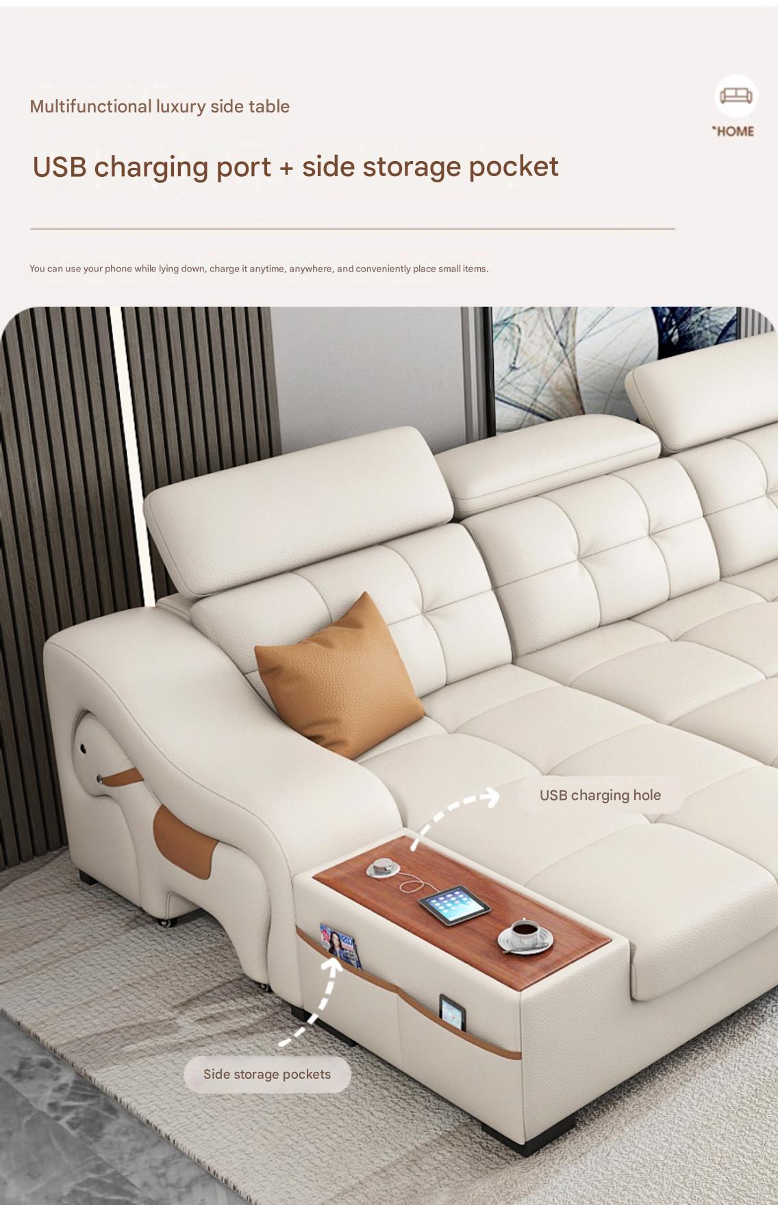 Luxury Smart Recliner Sectional Sofa with Adjustable Headrest