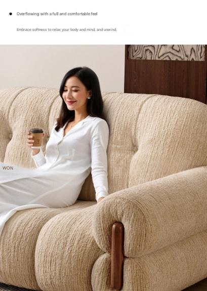 Retro Chenille Fabric Sofa with Adjustable Depth