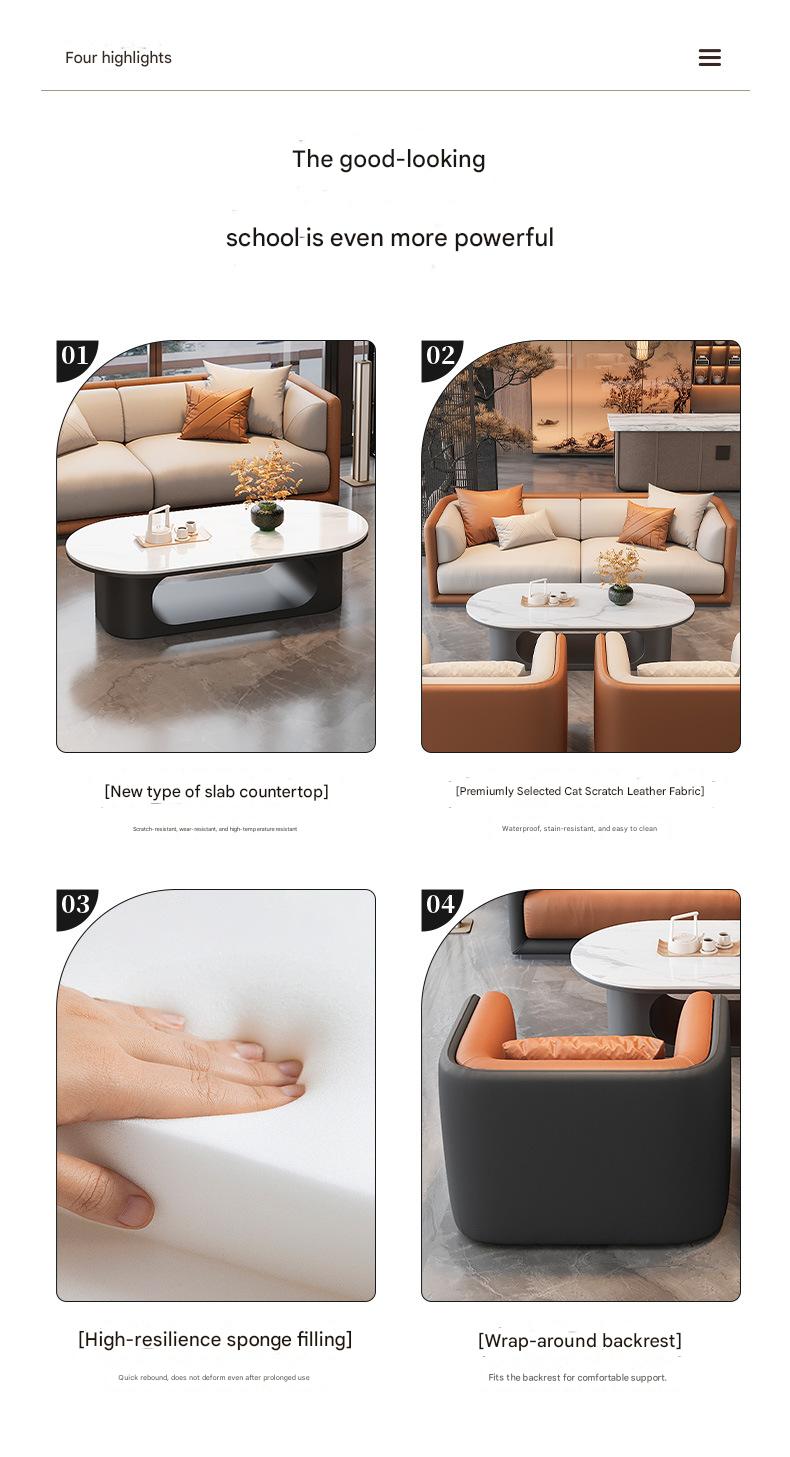Luxury Modern Leather Sofa Set with Coffee Table