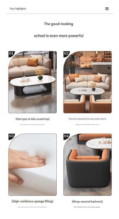 Luxury Modern Leather Sofa Set with Coffee Table