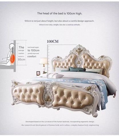 Luxury European French Wood Princess Double Bed