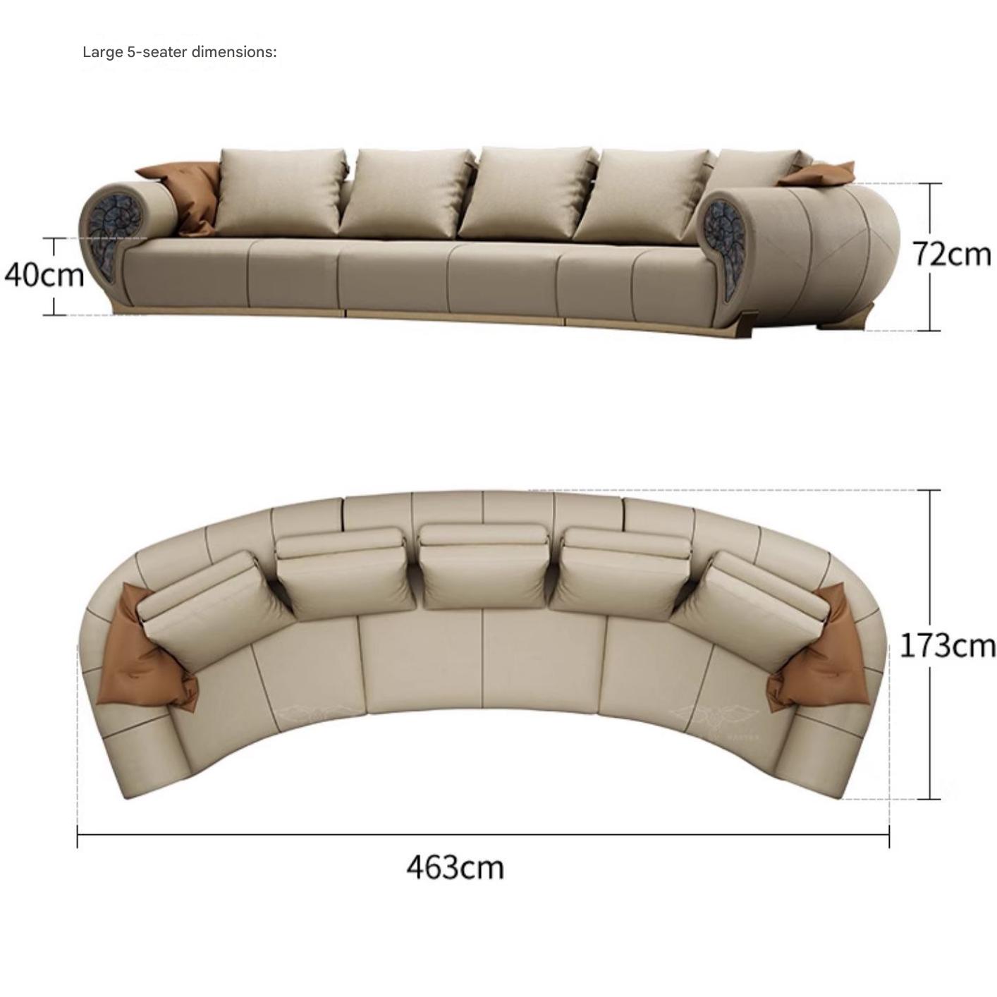 Luxury Curved Leather Sectional Sofa