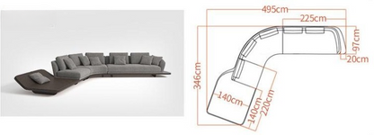 Luxury Cashmere Fabric Curved Sectional Sofa Set