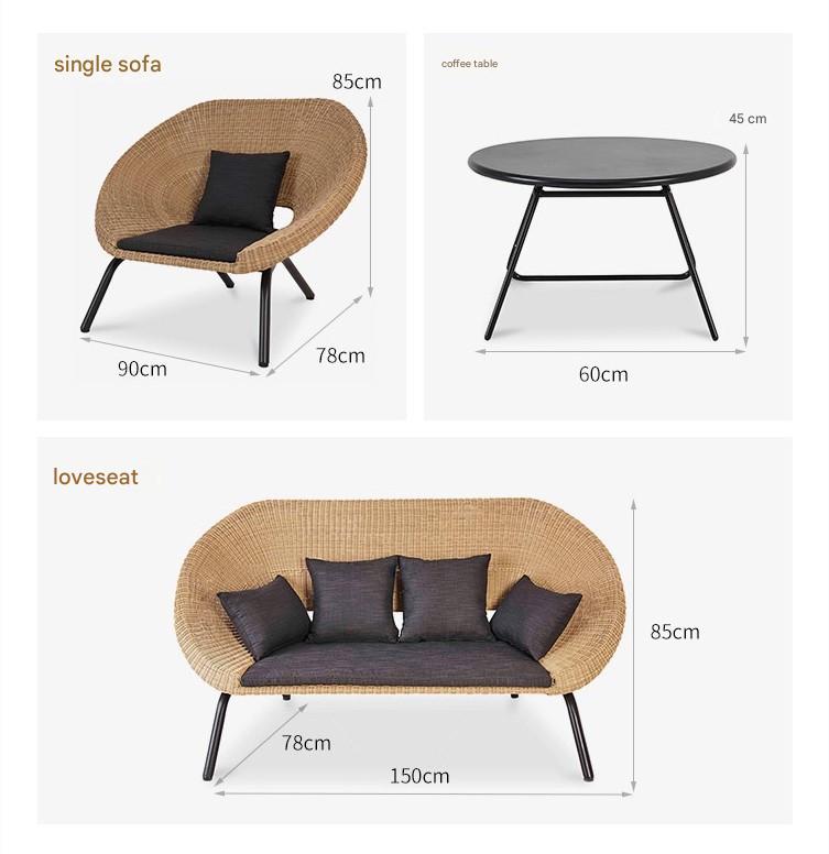 Modern Rattan Outdoor Sofa Set With Coffee Table
