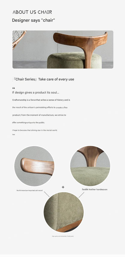 Modern Scandinavian Wooden Stool with Backrest