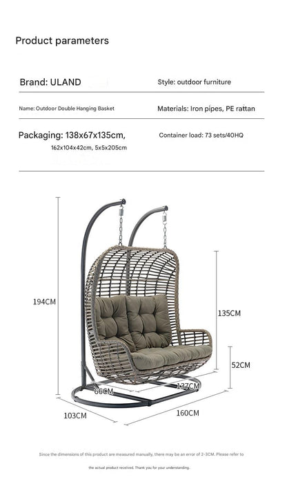 Luxury Outdoor Double Hanging Swing Chair with Stand