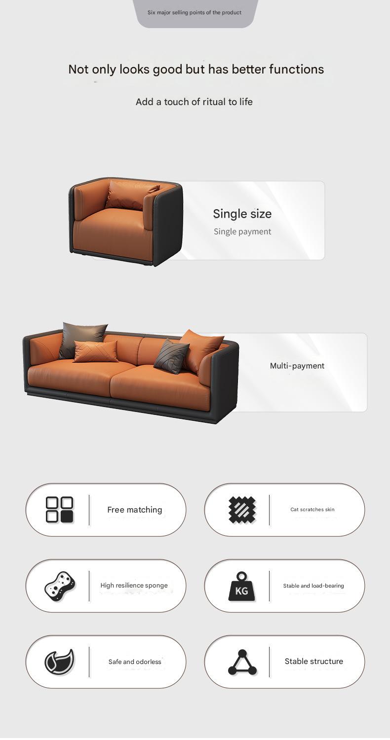 Luxury Modern Leather Sofa Set with Coffee Table