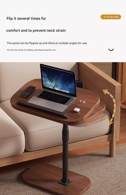Luxury Adjustable Sofa Side Table with Wooden Top