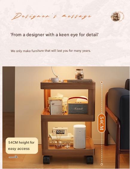 Modern Wooden Bedside Table With Wheels