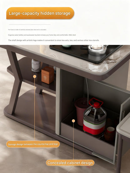 Luxury Stone Slab Tea Table With Chairs